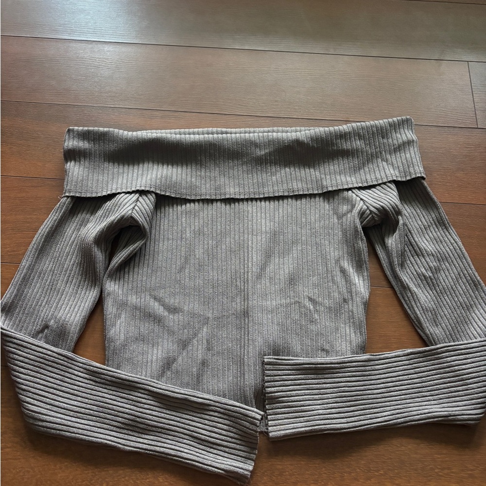 Wild Fable Gray Ribbed Knit Top